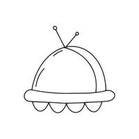 Flying saucer. UFO. Black and white vector doodle single