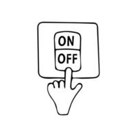 Light switch. Hand presses the button off. Earth Hour vector