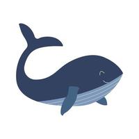 linda sonrisa ballena azul. vida silvestre animal vector dibujado a mano