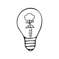 Light bulb with a tree inside and bushes vector