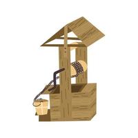 Old rustic wooden well. Vector hand drawn