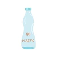 botella de plástico con inscripción sin plástico. vector