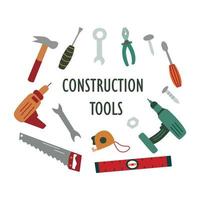 Set of construction tools. Vector hand drawn