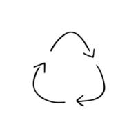 Three circular arrows in the shape of a triangle, recycling vector