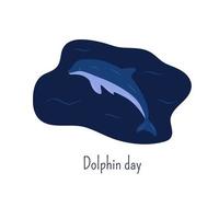 Dolphin swimming in the ocean. Holiday Dolphin Day vector