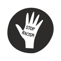 Inscription stop racism in the palm of a person vector