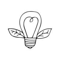 Light bulb with a heart inside and leaves 2 vector