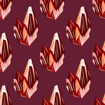 Seamless pattern with garnet or ruby gemstones vector