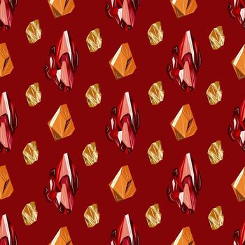 Seamless pattern with garnet and citrine gemstones vector