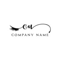 initial OU logo handwriting beauty salon fashion modern luxury letter vector