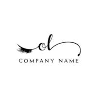 initial OL logo handwriting beauty salon fashion modern luxury letter vector