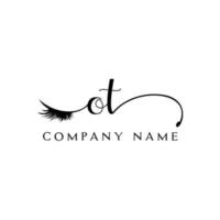 initial OT logo handwriting beauty salon fashion modern luxury letter vector