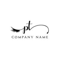 initial PT logo handwriting beauty salon fashion modern luxury letter vector