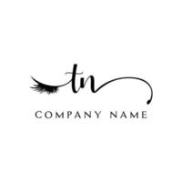 initial TN logo handwriting beauty salon fashion modern luxury letter vector