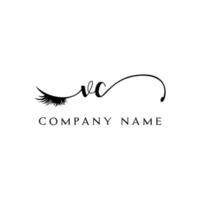 initial VC logo handwriting beauty salon fashion modern luxury letter vector