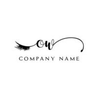 initial OW logo handwriting beauty salon fashion modern luxury letter vector