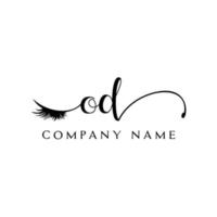 initial OD logo handwriting beauty salon fashion modern luxury letter vector