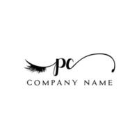 initial PC logo handwriting beauty salon fashion modern luxury letter vector