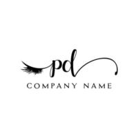 inicial pd logo escritura salón de belleza moda moderno lujo carta vector