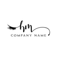 initial HM logo handwriting beauty salon fashion modern luxury letter vector