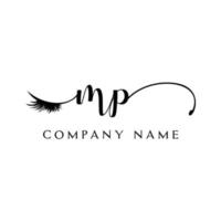 initial MP logo handwriting beauty salon fashion modern luxury letter vector