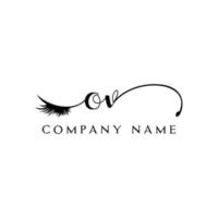 initial OV logo handwriting beauty salon fashion modern luxury letter vector