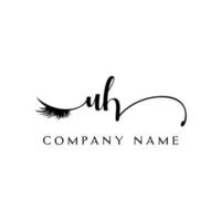 initial UH logo handwriting beauty salon fashion modern luxury letter vector