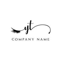 initial YT logo handwriting beauty salon fashion modern luxury letter vector