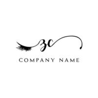 initial ZC logo handwriting beauty salon fashion modern luxury letter vector