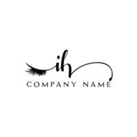 inicial ih logo escritura salón de belleza moda moderno lujo carta vector