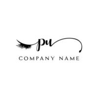 initial PU logo handwriting beauty salon fashion modern luxury letter vector