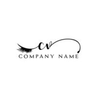 initial CV logo handwriting beauty salon fashion modern luxury letter vector