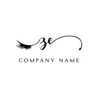 initial ZE logo handwriting beauty salon fashion modern luxury letter vector