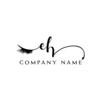 initial EH logo handwriting beauty salon fashion modern luxury letter vector