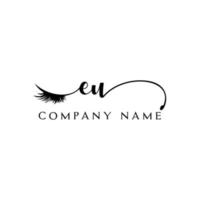 initial EU logo handwriting beauty salon fashion modern luxury letter vector