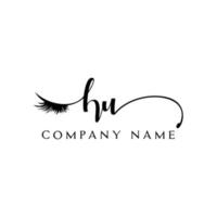 initial HU logo handwriting beauty salon fashion modern luxury letter vector