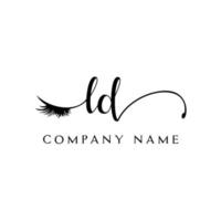 initial LD logo handwriting beauty salon fashion modern luxury letter vector