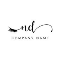 inicial nd logo escritura salón de belleza moda moderno lujo carta vector