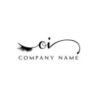 initial OI logo handwriting beauty salon fashion modern luxury letter vector