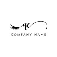 initial QC logo handwriting beauty salon fashion modern luxury letter vector