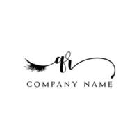 initial QR logo handwriting beauty salon fashion modern luxury letter vector