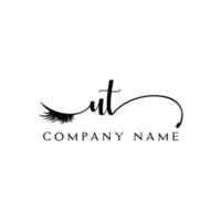 initial UT logo handwriting beauty salon fashion modern luxury letter vector