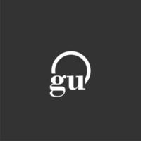 GU initial monogram logo with creative circle line design vector