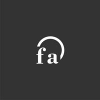 FA initial monogram logo with creative circle line design vector