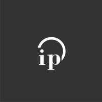 IP initial monogram logo with creative circle line design vector