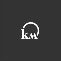 KM initial monogram logo with creative circle line design vector