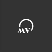 MV initial monogram logo with creative circle line design vector