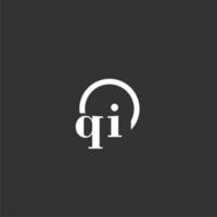 QI initial monogram logo with creative circle line design vector