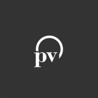 PV initial monogram logo with creative circle line design vector