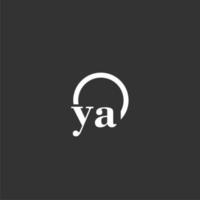 YA initial monogram logo with creative circle line design vector